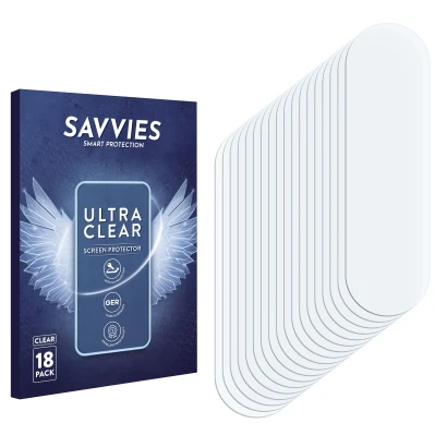 Front side of a product packaging with the brand logo Savvies. Next to it is the corresponding screen protector.