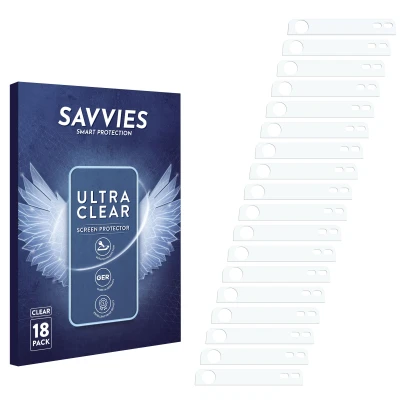 Front side of a product packaging with the brand logo Savvies. Next to it is the corresponding screen protector.