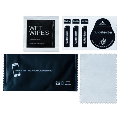 Components of the accessory set including cleaning and microfiber cloth.