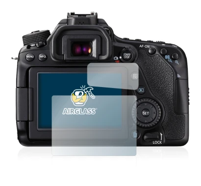 Image of the device Canon EOS 80D with a wide variety of screen protectors.