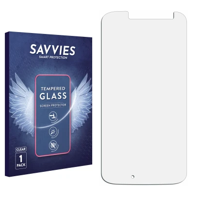 Front side of a product packaging with the brand logo Savvies. Next to it is the corresponding screen protector.