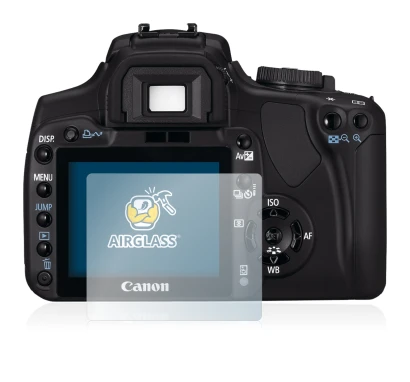 Image of the device Canon EOS 400D with a wide variety of screen protectors.
