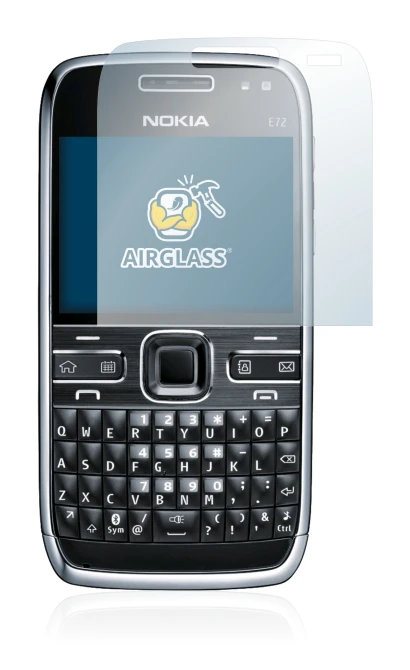 Image of the device Nokia E72 with a wide variety of screen protectors.