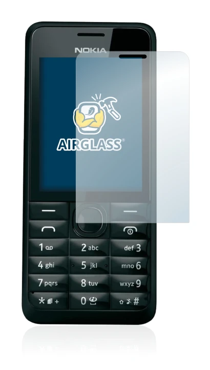 Image of the device Nokia 301 with a wide variety of screen protectors.