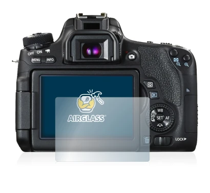 Image of the device Canon EOS 760D with a wide variety of screen protectors.