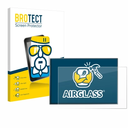 Front side of a product packaging with the brand logo BROTECT. Next to it is the device Siemens Simatic HMI KTP 900 Basic show