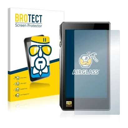 Front side of a product packaging with the brand logo BROTECT. Next to it is the device FiiO X5 III shown with the correspondi