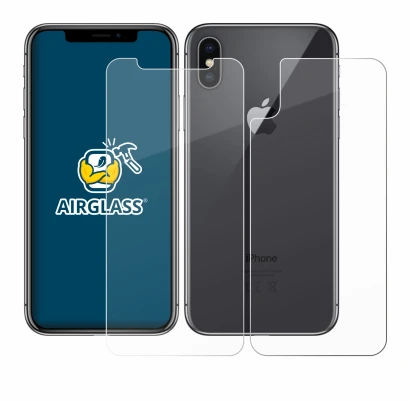 Image of the device Apple iPhone X (Front+Back) with a wide variety of screen protectors.