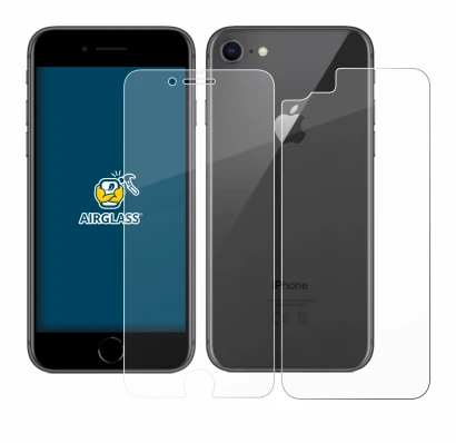 Image of the device Apple iPhone 8 (Front+Back) with a wide variety of screen protectors.