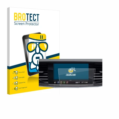 Front side of a product packaging with the brand logo BROTECT. Next to it is the device Opel Insignia 2017 Navi 900 IntelliLin