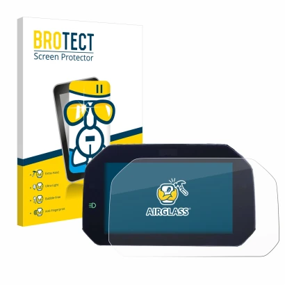 Front side of a product packaging with the brand logo BROTECT. Next to it is the device BMW R 1200 GS 2017-2018 Connectivity T