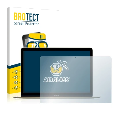 Front side of a product packaging with the brand logo BROTECT. Next to it is the device Apple MacBook Retina 12" (Early 2016) 