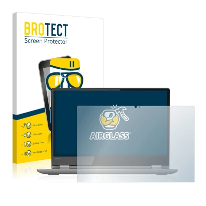 Front side of a product packaging with the brand logo BROTECT. Next to it is the device Lenovo Yoga 530 shown with the corresp