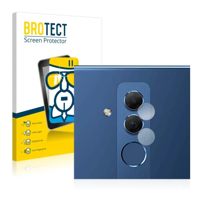 Front side of a product packaging with the brand logo BROTECT. Next to it is the device Huawei Mate 20 lite (ONLY Camera Lens)