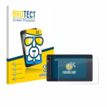 Front side of a product packaging with the brand logo BROTECT. Next to it is the device SmallHD 703 Bolt Wireless Monitor show