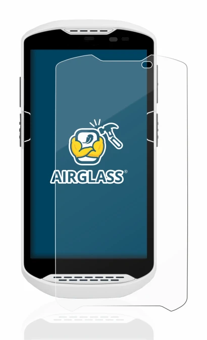 Image of the device Zebra TC57 with a wide variety of screen protectors.