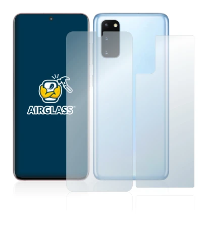 Image of the device Samsung Galaxy S20 (Front+Back) with a wide variety of screen protectors.