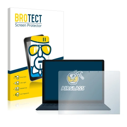 Front side of a product packaging with the brand logo BROTECT. Next to it is the device Microsoft Surface Laptop 3 13.5