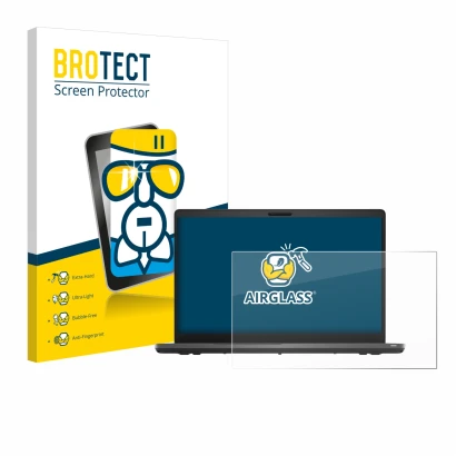 Front side of a product packaging with the brand logo BROTECT. Next to it is the device Dell Latitude 5500 shown with the corr