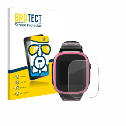 Front side of a product packaging with the brand logo BROTECT. Next to it is the device Xplora X5 Play shown with the correspo