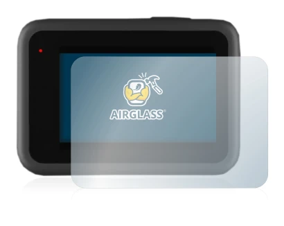 Image of the device GoPro Hero 9 Black with a wide variety of screen protectors.