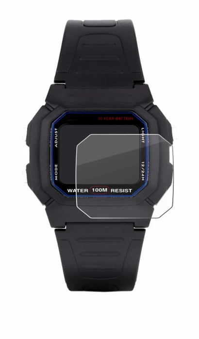 Image of the device Casio W-800H-1AVES with a wide variety of screen protectors.