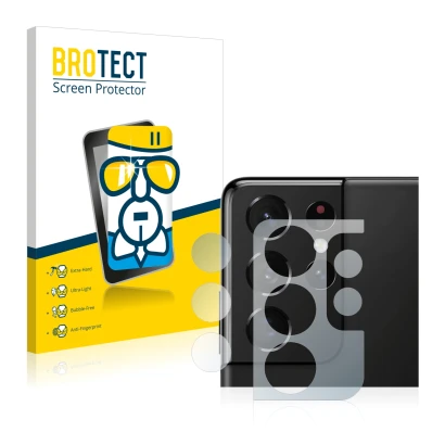 Front side of a product packaging with the brand logo BROTECT. Next to it is the device Samsung Galaxy S21 Ultra 5G (ONLY Came