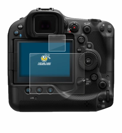 Image of the device Canon EOS R3 with a wide variety of screen protectors.