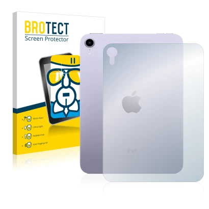 Front side of a product packaging with the brand logo BROTECT. Next to it is the device Apple iPad Mini 6 2021 (6th. Gen., Bac
