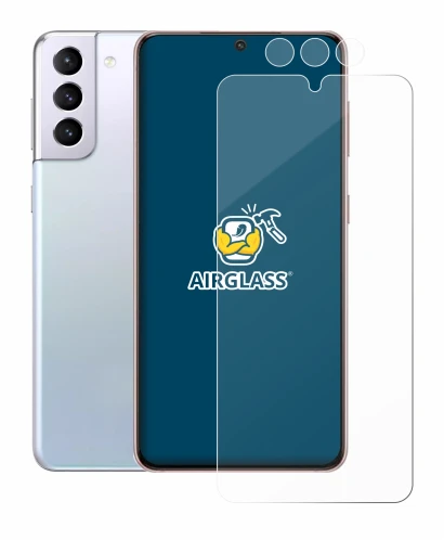 Image of the device Samsung Galaxy S21 (Front+Camera) with a wide variety of screen protectors.