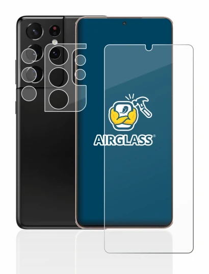 Image of the device Samsung Galaxy S21 Ultra 5G (Front+Camera) with a wide variety of screen protectors.