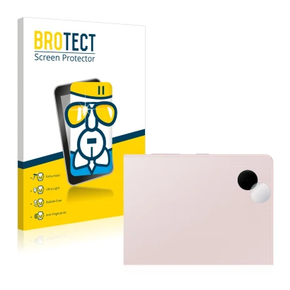 Front side of a product packaging with the brand logo BROTECT. Next to it is the device Samsung Galaxy Tab A8 WiFi (ONLY Camer