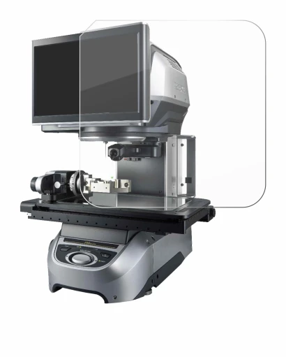 Image of the device Keyence IM-7020 Glass plate with a wide variety of screen protectors.