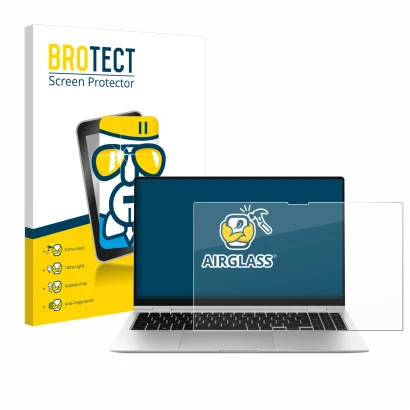Front side of a product packaging with the brand logo BROTECT. Next to it is the device Samsung Galaxy Book2 Pro 360 15.6" sho
