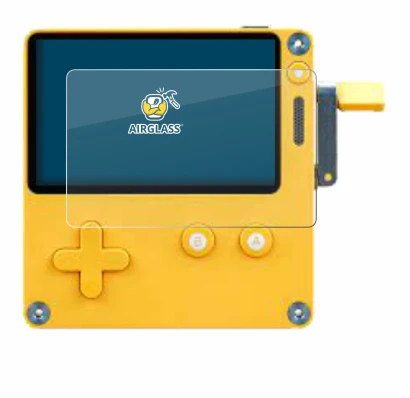 Image of the device Panic Playdate with a wide variety of screen protectors.