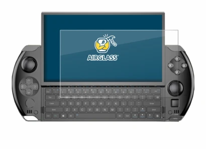 Image of the device GPD Win 4 with a wide variety of screen protectors.