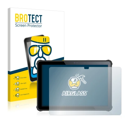 Front side of a product packaging with the brand logo BROTECT. Next to it is the device Oukitel RT2 shown with the correspondi