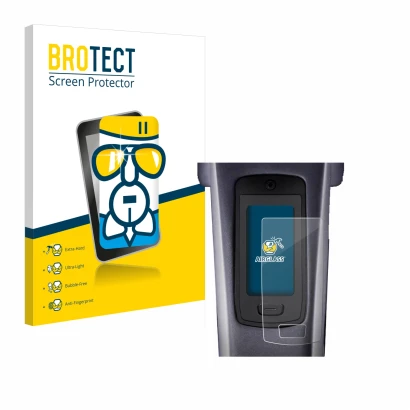 Front side of a product packaging with the brand logo BROTECT. Next to it is the device TQ HPR50 E-Bike System shown with the 