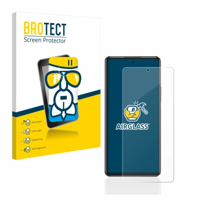 Front side of a product packaging with the brand logo BROTECT. Next to it is the device Infinix Note 30 shown with the corresp
