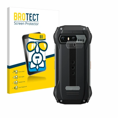 Front side of a product packaging with the brand logo BROTECT. Next to it is the device Blackview N6000 (ONLY Camera Lens) sho