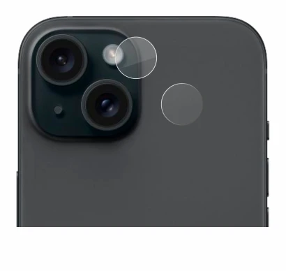 Image of the device Apple iPhone 15 (ONLY Camera Lens) with a wide variety of screen protectors.