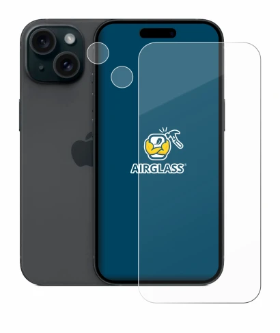 Image of the device Apple iPhone 15 (Front+Camera) with a wide variety of screen protectors.