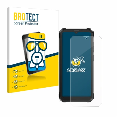 Front side of a product packaging with the brand logo BROTECT. Next to it is the device Blackview BV6200 shown with the corres