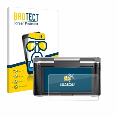 Front side of a product packaging with the brand logo BROTECT. Next to it is the device Revopoint Miraco shown with the corres