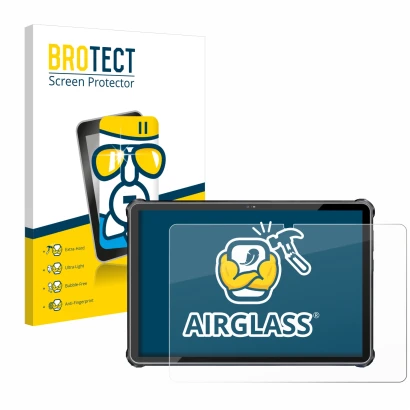 Front side of a product packaging with the brand logo BROTECT. Next to it is the device Oukitel RT6 shown with the correspondi
