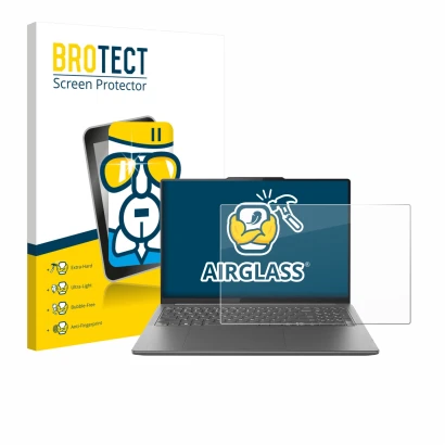 Front side of a product packaging with the brand logo BROTECT. Next to it is the device Lenovo Yoga Pro 9i Gen 9 16" Non-Touch