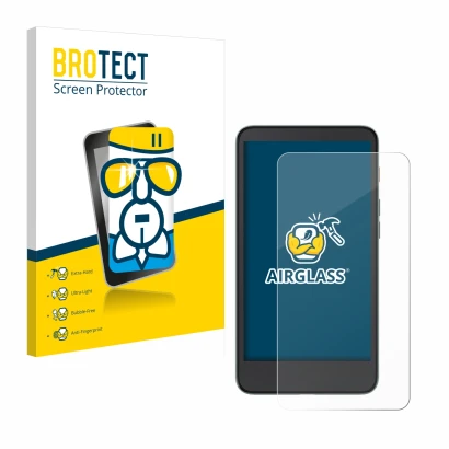 Front side of a product packaging with the brand logo BROTECT. Next to it is the device Xiaomi Moaan InkPalm 5 shown with the 