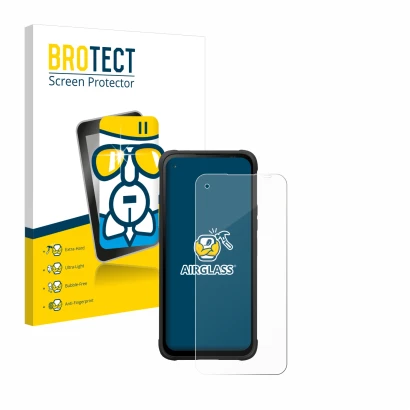 Front side of a product packaging with the brand logo BROTECT. Next to it is the device Hammer Blade V shown with the correspo