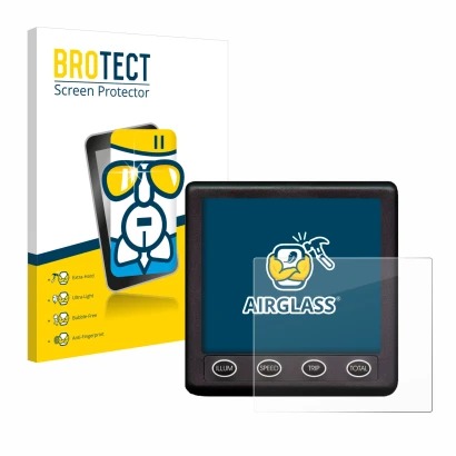 Front side of a product packaging with the brand logo BROTECT. Next to it is the device Nasa Marine Instruments Clipper Duet S