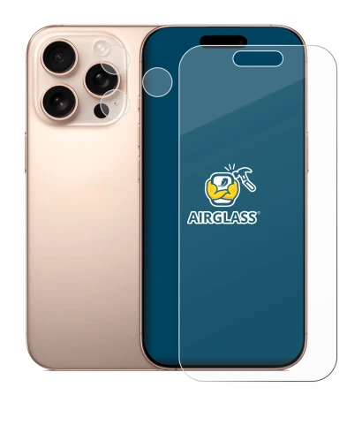 Image of the device Apple iPhone 16 Pro (Front+Camera) with a wide variety of screen protectors.